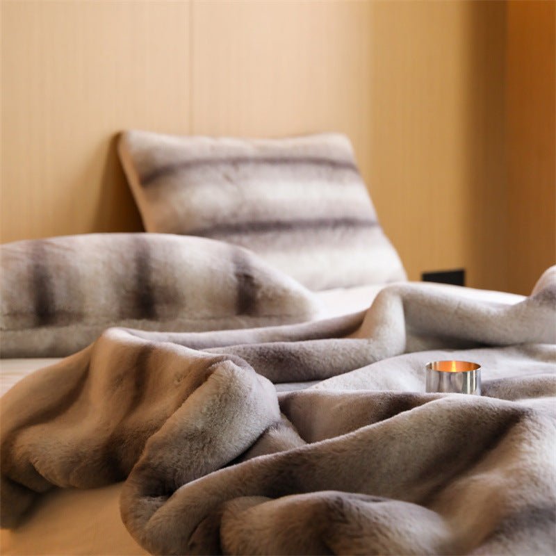 Coffee Stripe Blanket & Cushion