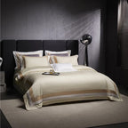 Luxor Beige Stripe Border Egyptian Cotton Bedding Set
