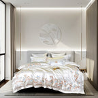 Esana White Embroidered Egyptian Cotton Satin Bedding Set