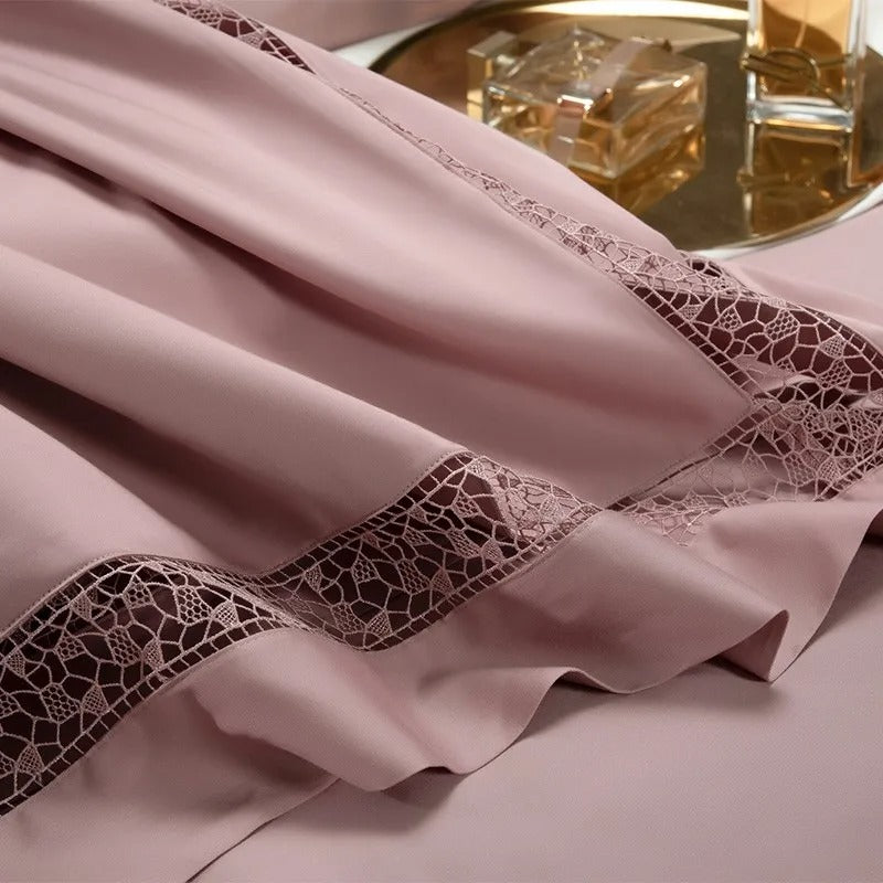 Elysium Rose Lace Luxury Egyptian Cotton Bedding Set