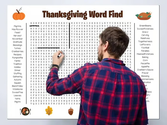 🎉 Jumbo Thanksgiving Word Search Poster(🎉Giant 36"x24" Wall Game)