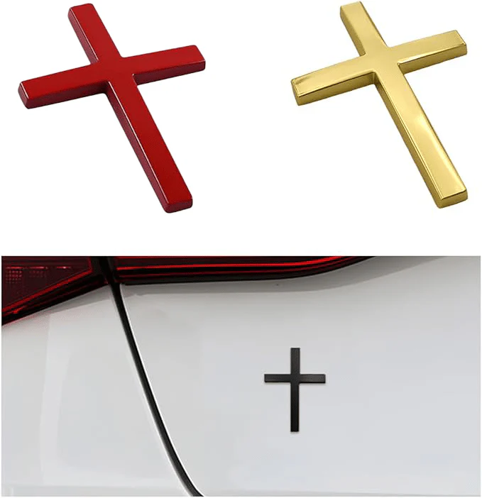 3D Metal Cross Car Sticker