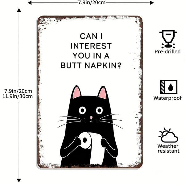 Vintage Black & White Cat Wall Art