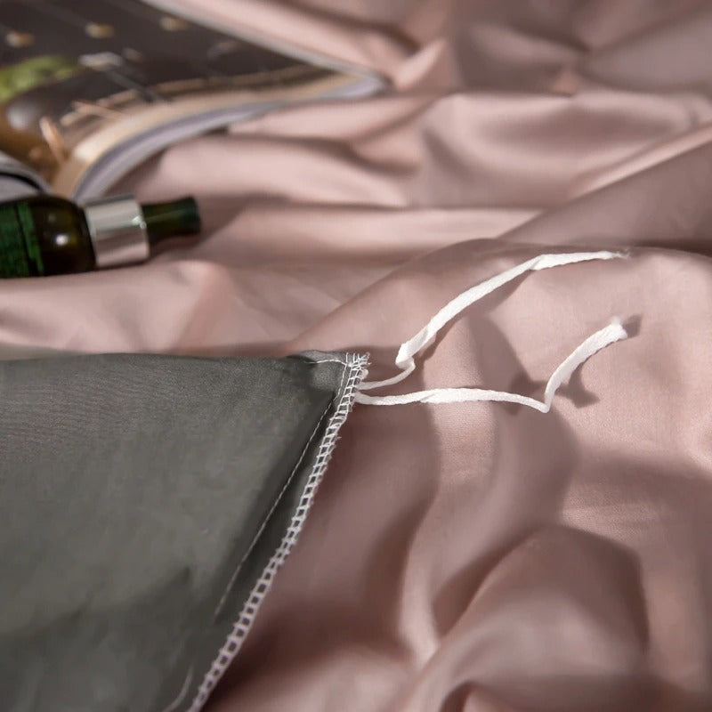 Shemir Rose Grey Reversible Egyptian Cotton Bedding Set