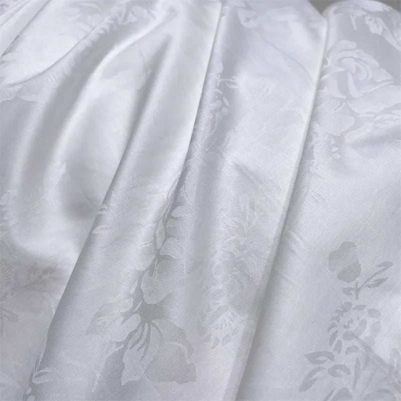 Ulla White Jacquard Egyptian Cotton Bedding Set