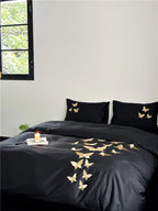 Papillon Butterfly Embroidered Egyptian Cotton Bedding Set