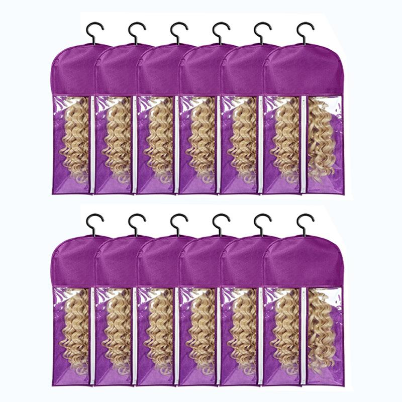 6PCS Wig Storage Bags with Hanger, 23.6" x 11.8"Wig Storage for Multiple Wigs