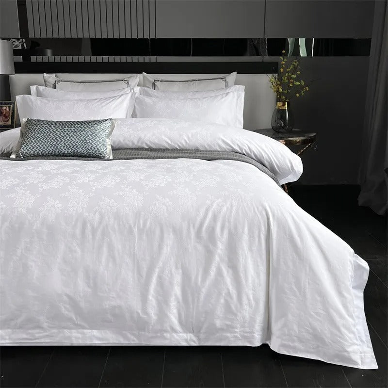 Ulla White Jacquard Egyptian Cotton Bedding Set