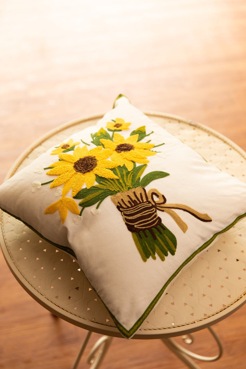 Bright Garden Embroidery Cushion