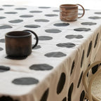 Black Polka Dot Tassel Table Cloth