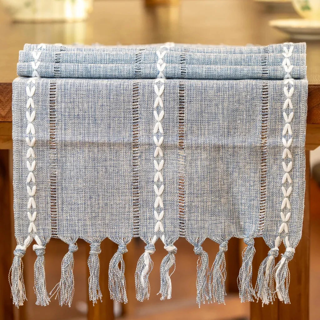 Cloudy Day Tassel Table Runner