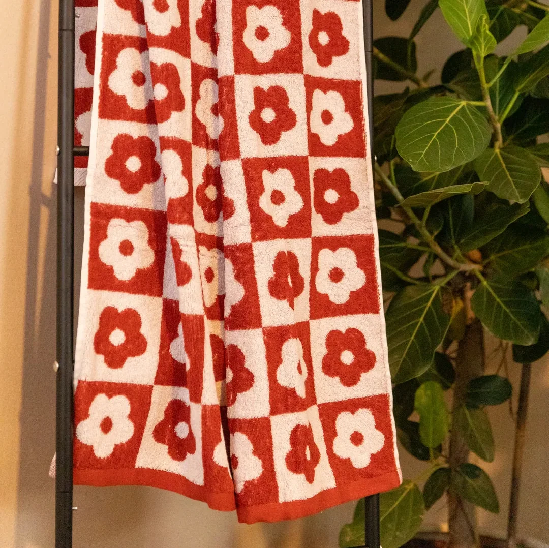 Floral Checkered Towel