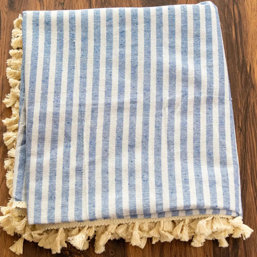 Striped Tassel Table Cloth