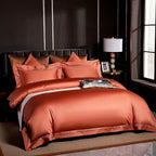 Leila Orange Embroidered Edge Egyptian Cotton Bedding Set