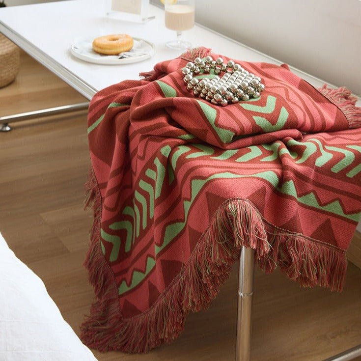 Diagonal Tassel  Blanket