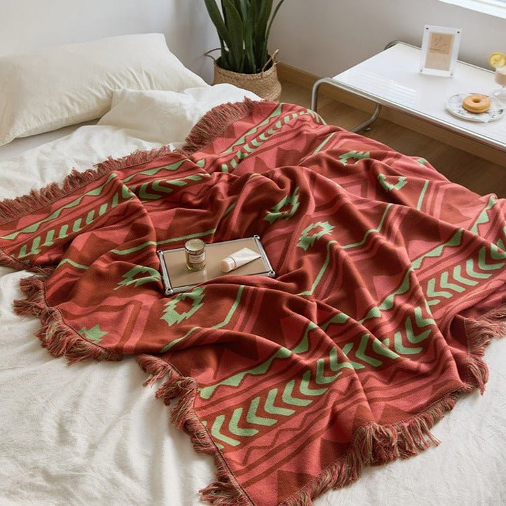 Diagonal Tassel  Blanket
