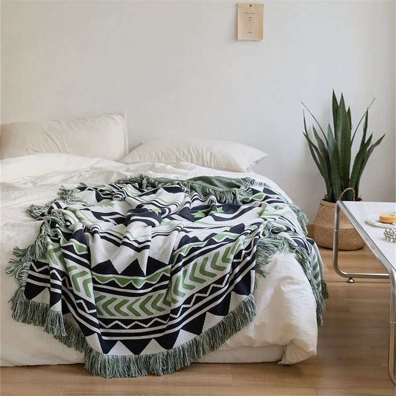 Diagonal Tassel  Blanket
