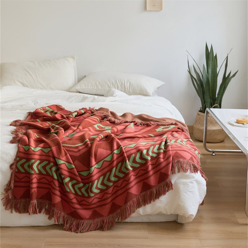 Diagonal Tassel  Blanket