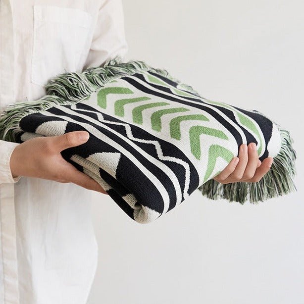 Diagonal Tassel  Blanket