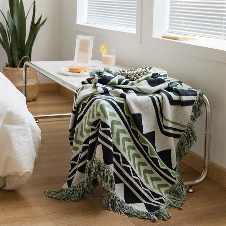 Diagonal Tassel  Blanket