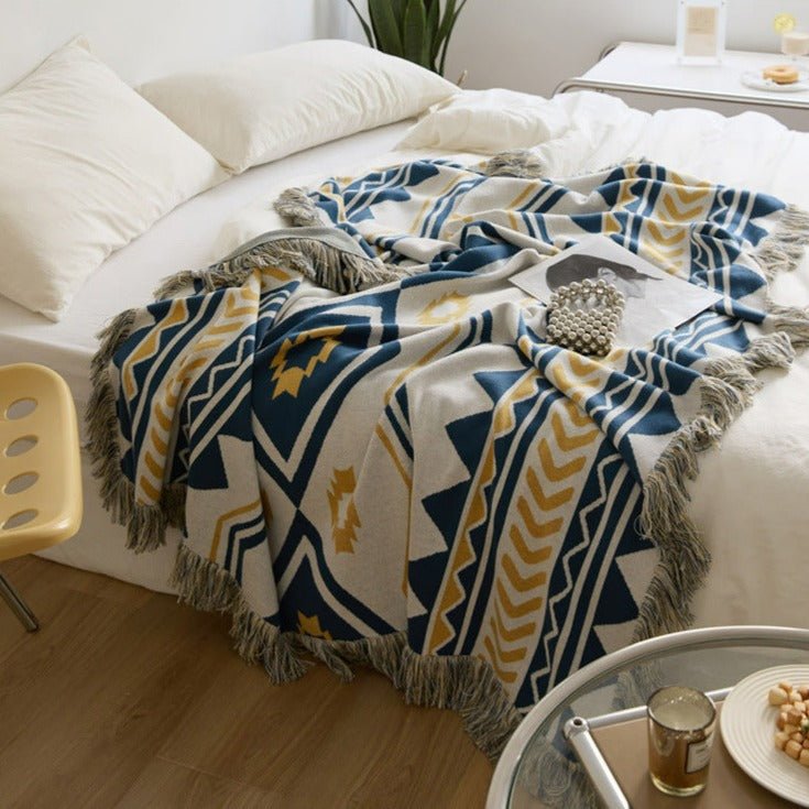 Diagonal Tassel  Blanket