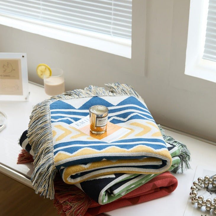 Diagonal Tassel  Blanket