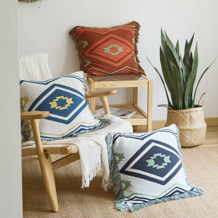Diagonal Tassel Cushion