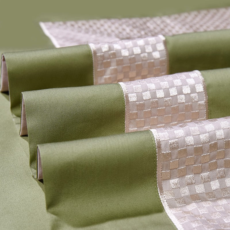 Sinatra Green Border Trim Egyptian Cotton Bedding Set