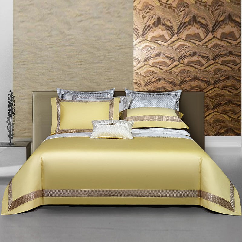 Sinatra Ecru Border Trim Egyptian Cotton Bedding Set
