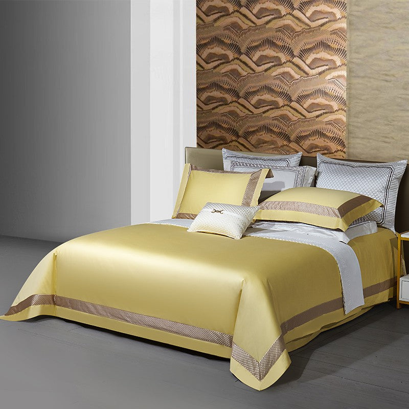 Sinatra Ecru Border Trim Egyptian Cotton Bedding Set