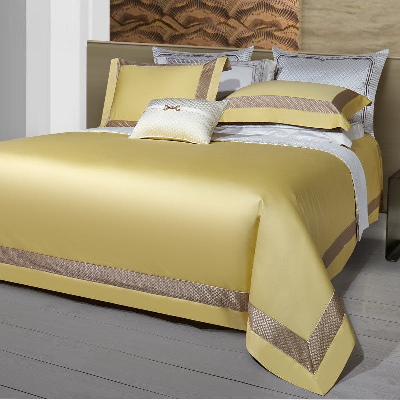 Sinatra Ecru Border Trim Egyptian Cotton Bedding Set