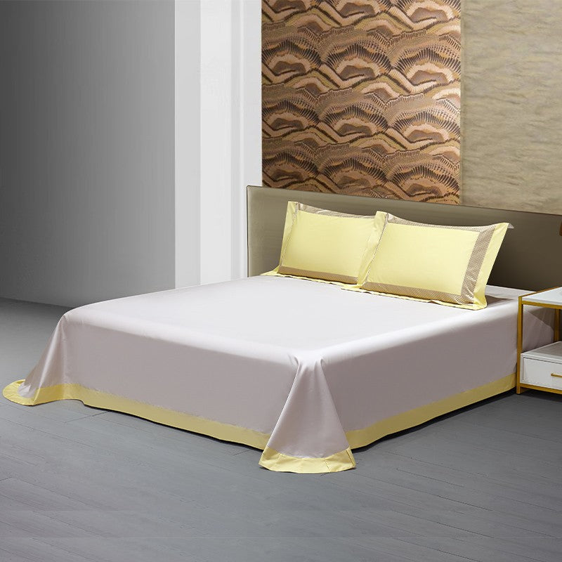 Sinatra Ecru Border Trim Egyptian Cotton Bedding Set