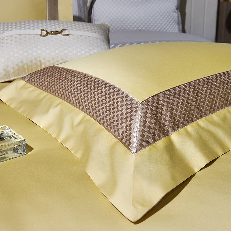 Sinatra Ecru Border Trim Egyptian Cotton Bedding Set