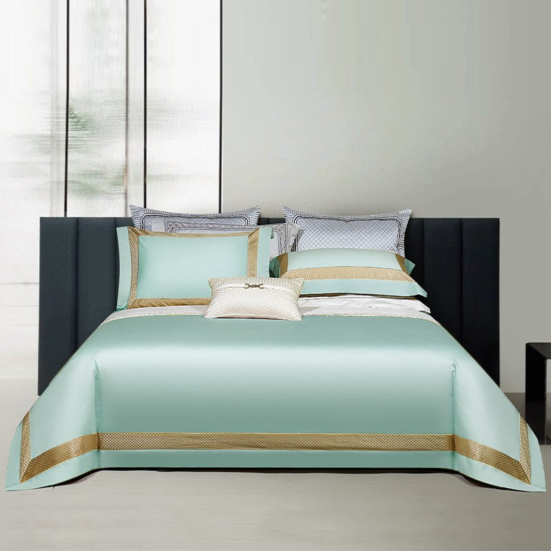 Sinatra Celadon Border Trim Egyptian Cotton Bedding Set