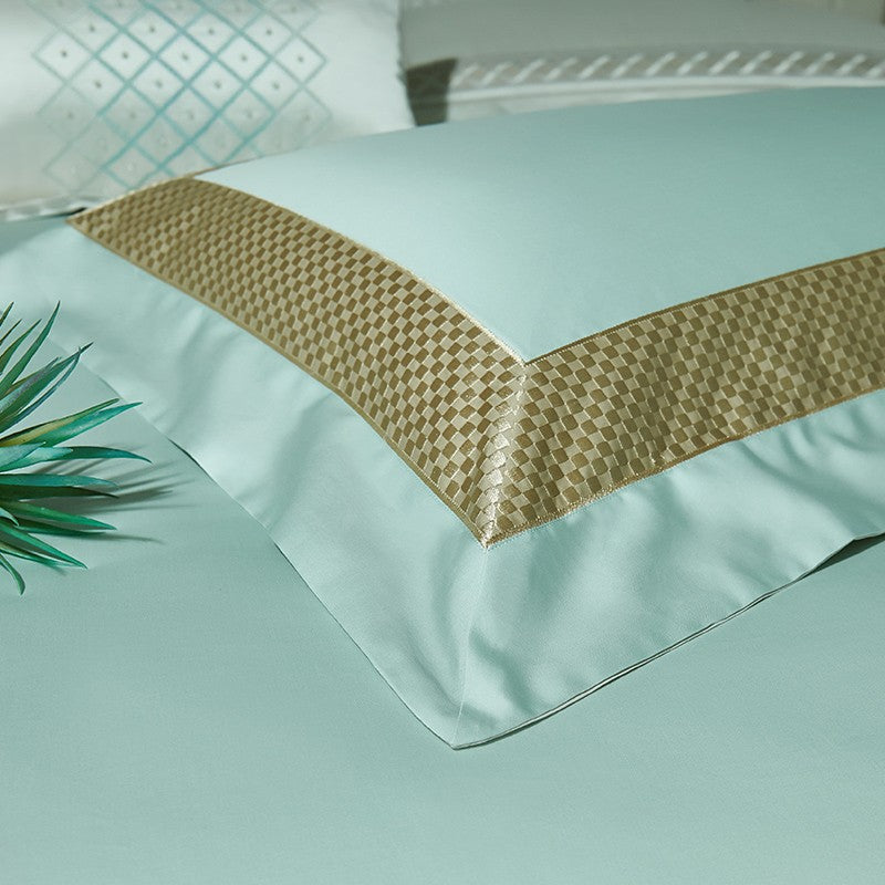 Sinatra Celadon Border Trim Egyptian Cotton Bedding Set