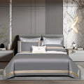 Sinatra Grey Border Trim Egyptian Cotton Bedding Set