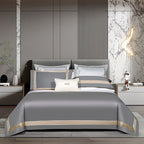 Sinatra Grey Border Trim Egyptian Cotton Bedding Set