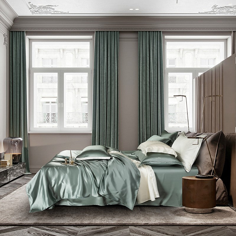 Zenith Green Luxury Pure Mulberry Silk Bedding Set