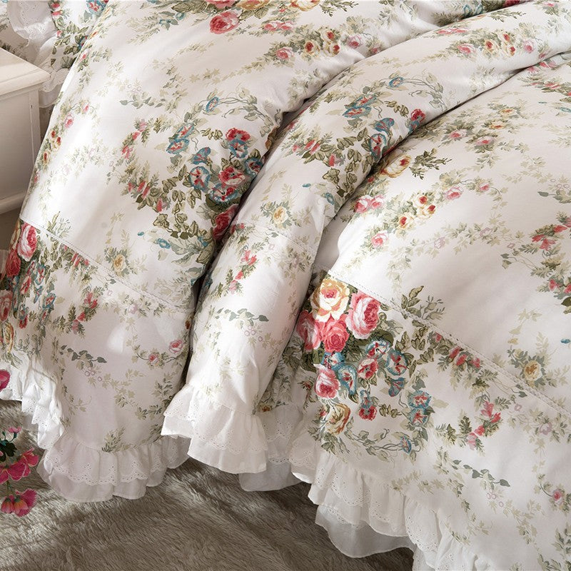 Josephine Romantic Floral Ruffled Cotton Bedding Set