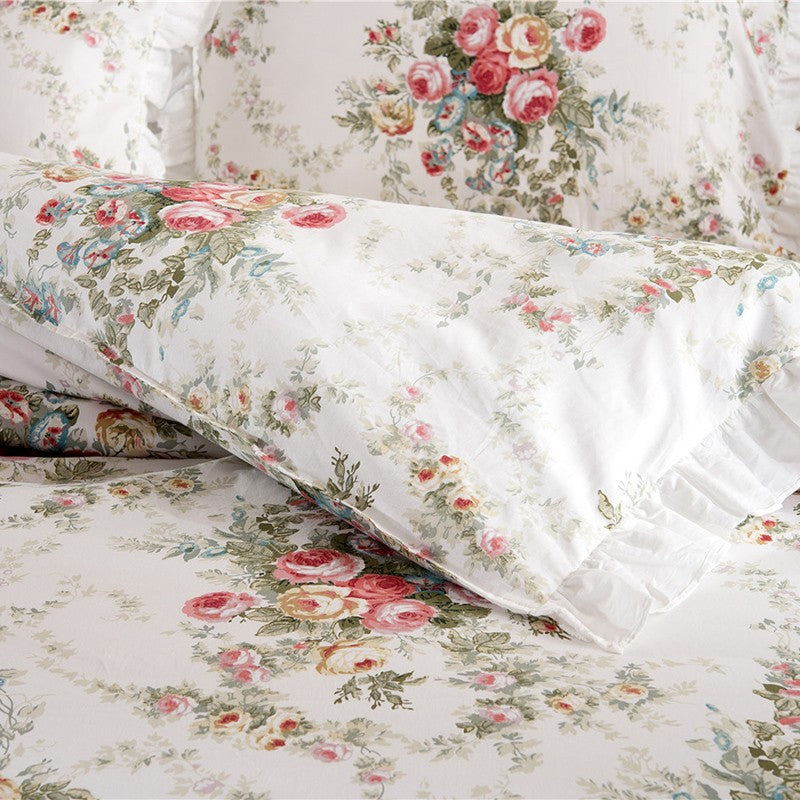 Josephine Romantic Floral Ruffled Cotton Bedding Set
