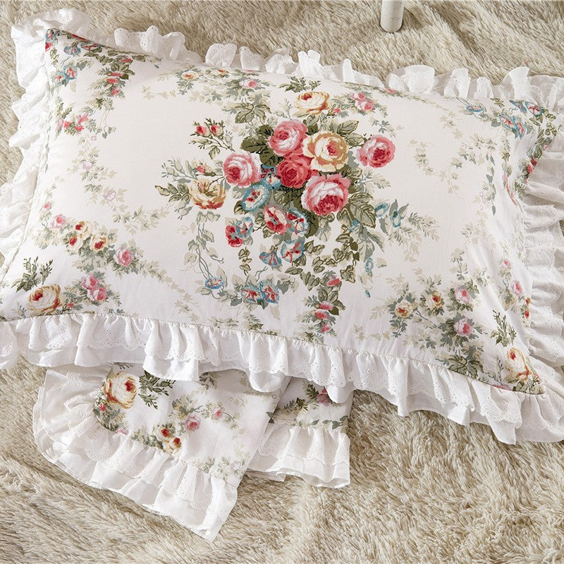 Josephine Romantic Floral Ruffled Cotton Bedding Set