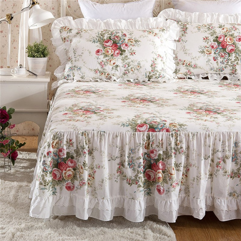 Josephine Romantic Floral Ruffled Cotton Bedding Set