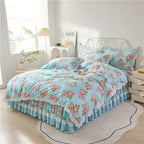 Anais Romantic Floral Ruffled Cotton Bedding Set