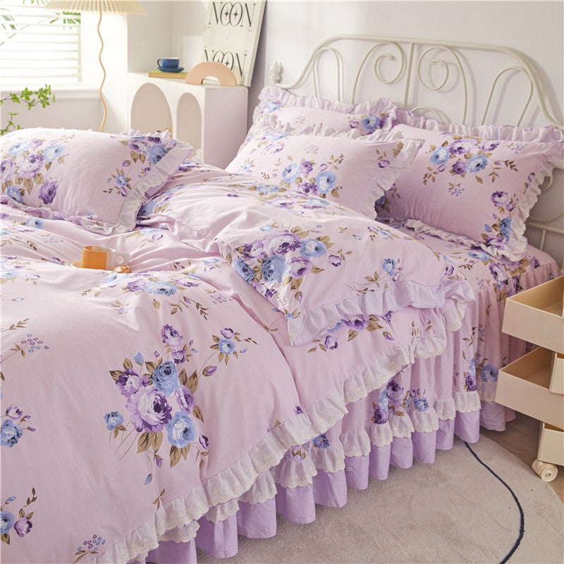 Rafaella Romantic Floral Ruffled Cotton Bedding Set