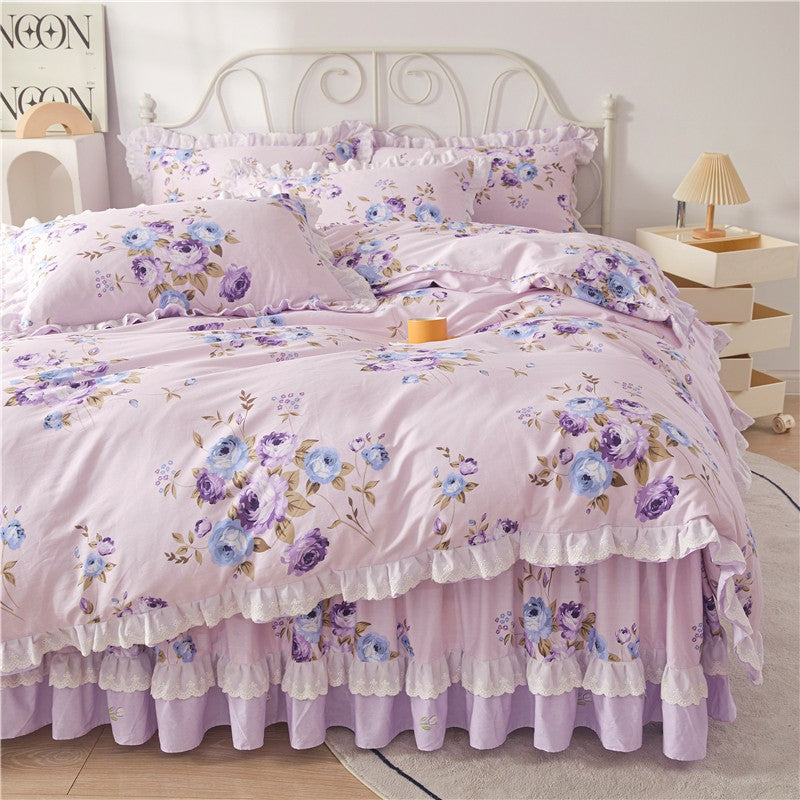 Rafaella Romantic Floral Ruffled Cotton Bedding Set