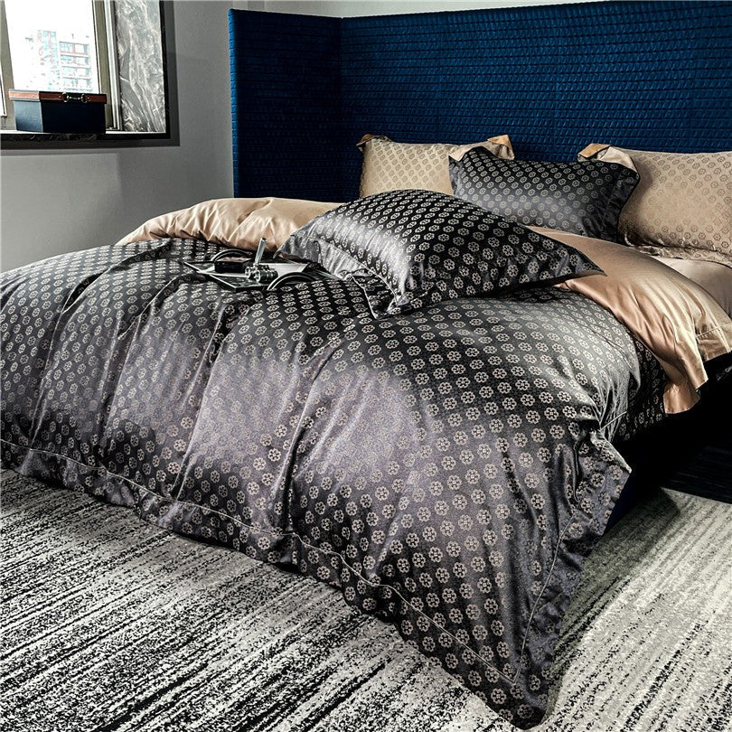 Sophia Black Luxury Egyptian Cotton Satin Bedding Set