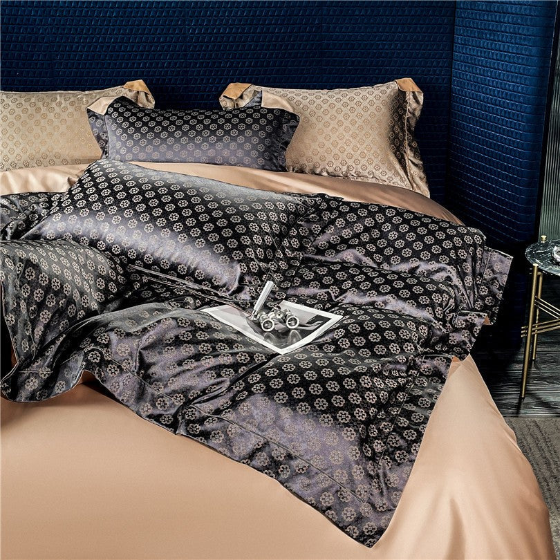 Sophia Black Luxury Egyptian Cotton Satin Bedding Set