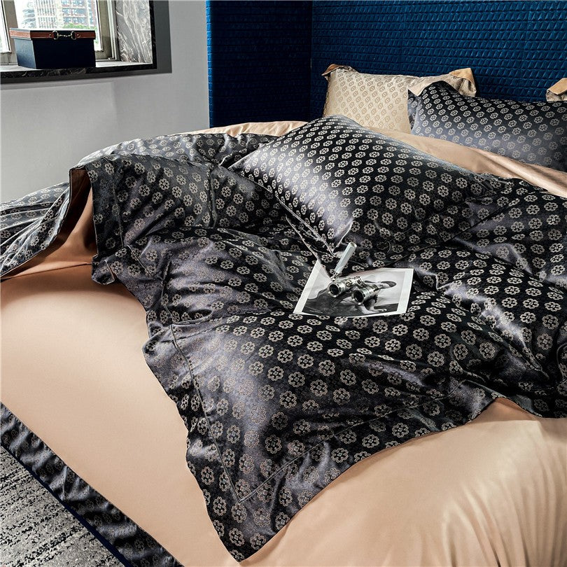 Sophia Black Luxury Egyptian Cotton Satin Bedding Set