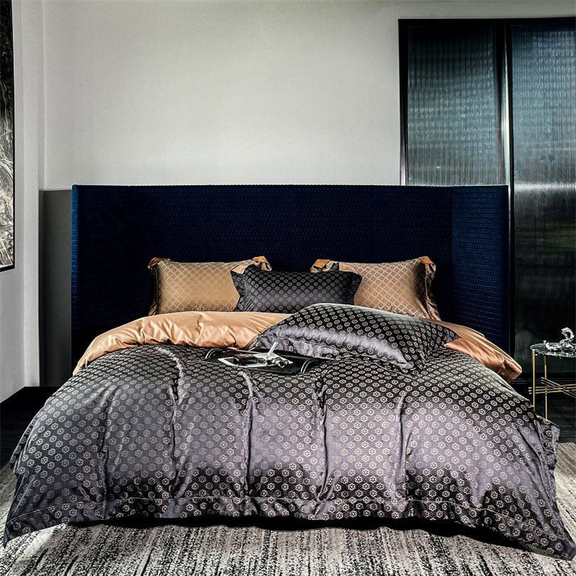 Sophia Black Luxury Egyptian Cotton Satin Bedding Set