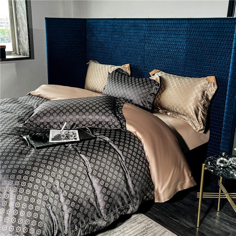 Sophia Black Luxury Egyptian Cotton Satin Bedding Set